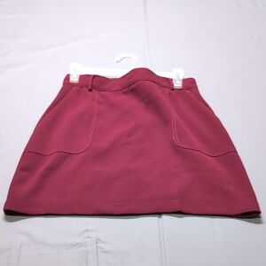 ModCloth Burgundy A-Line Mini Skirt High Waisted Front Pockets Size 8 Wine Red